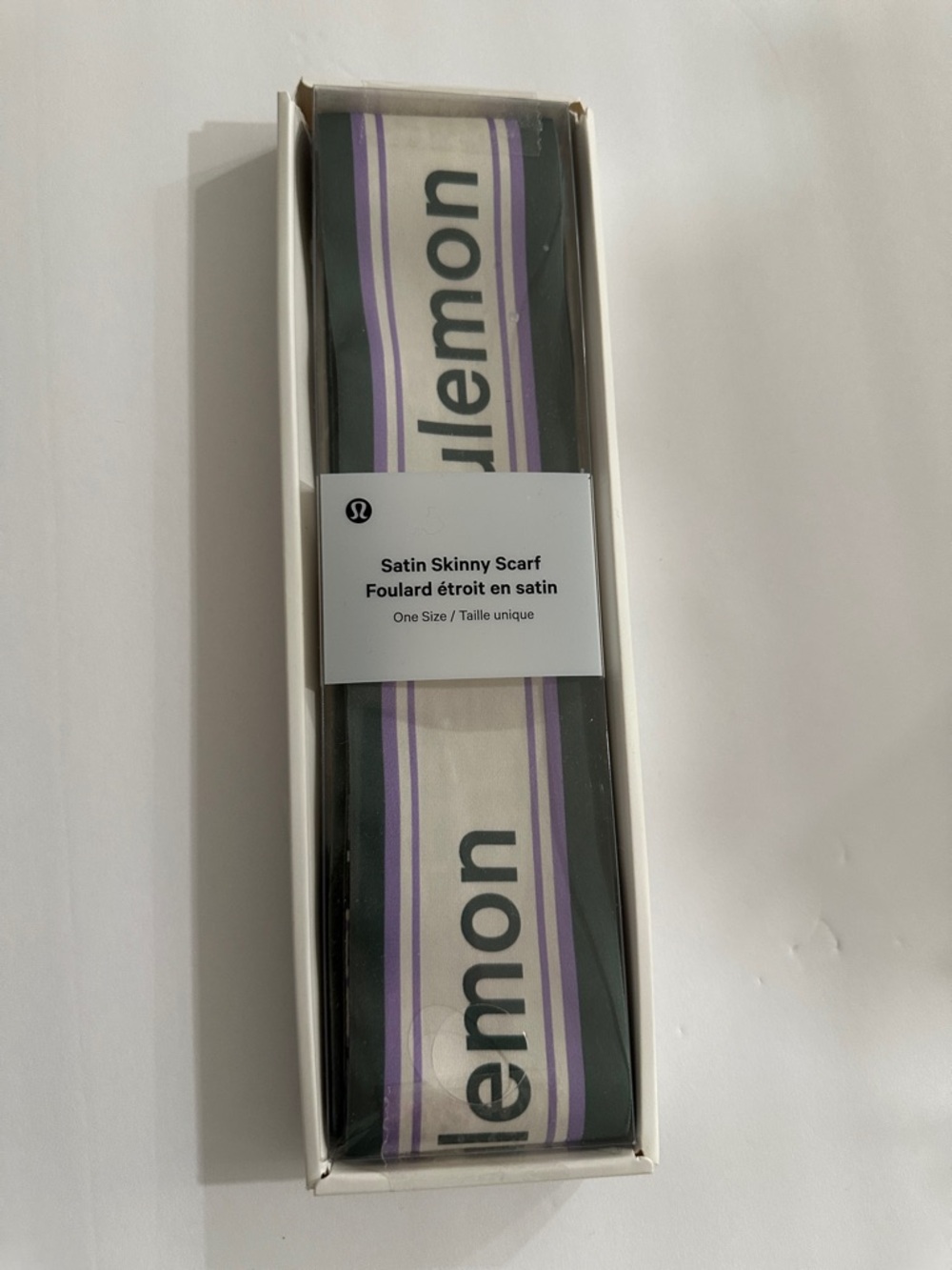 lululemon athletica Satin Skinny Scarf in Cream, Purple & Black